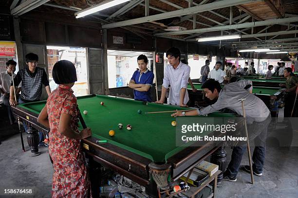 Young and teenagers playing at parlors in Mandalay..