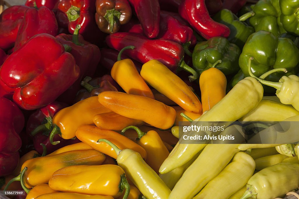 Peppers at a farmers' market