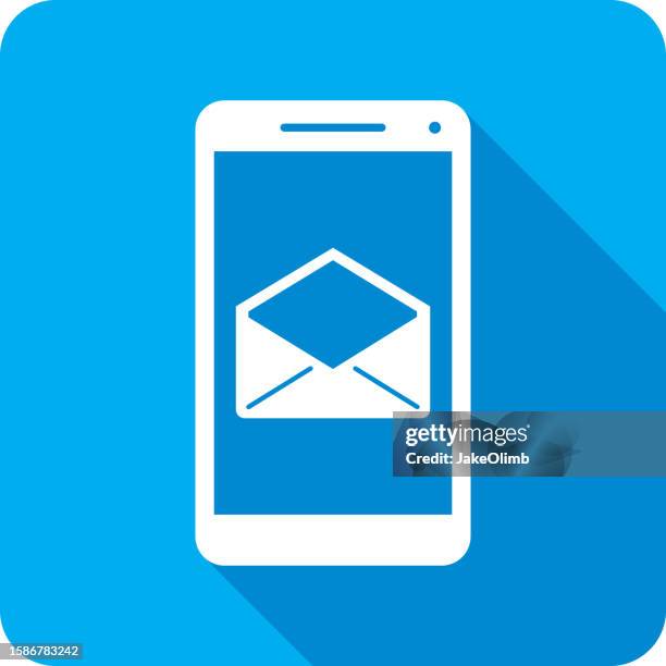 envelope open smartphone icon silhouette - mailbox open stock illustrations