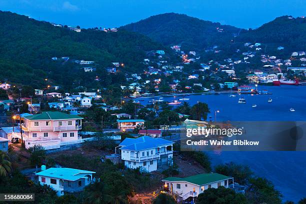 port elizabeth, view from the hamilton battery - bequia stock pictures, royalty-free photos & images