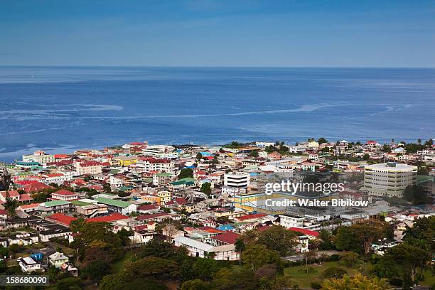 roseau, elevated town view, morning - dominica stock pictures, royalty-free photos & images