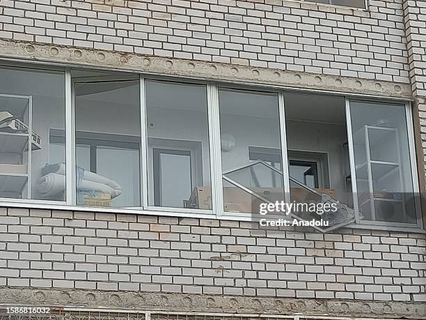 View of broken window after powerful explosion at Sergiyev Posad, Russia on August 09, 2023 A powerful explosion occurred at a plant in the city of...