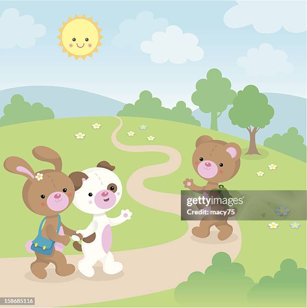 back to school cute kawaii animals - young at heart stock illustrations