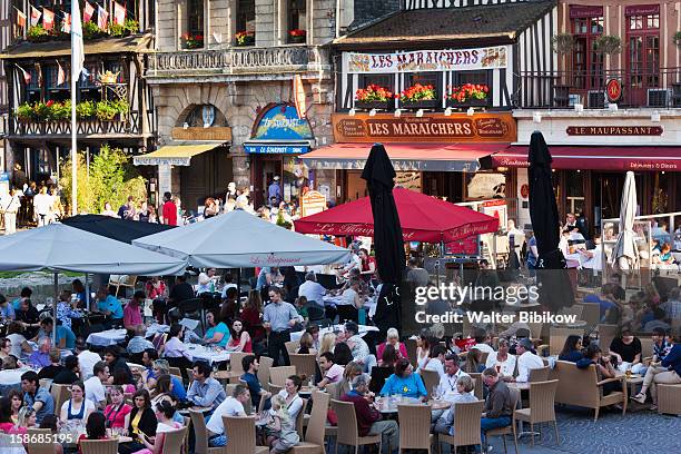 place du vieux marche, cafes - rouen france stock pictures, royalty-free photos & images