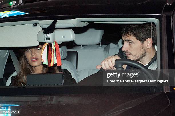 Sara Carbonero and Iker Casillas leave 'Partido X La Ilusion' by Iker Casillas Foundation at Palacio de los Deportes on December 23, 2012 in Madrid,...