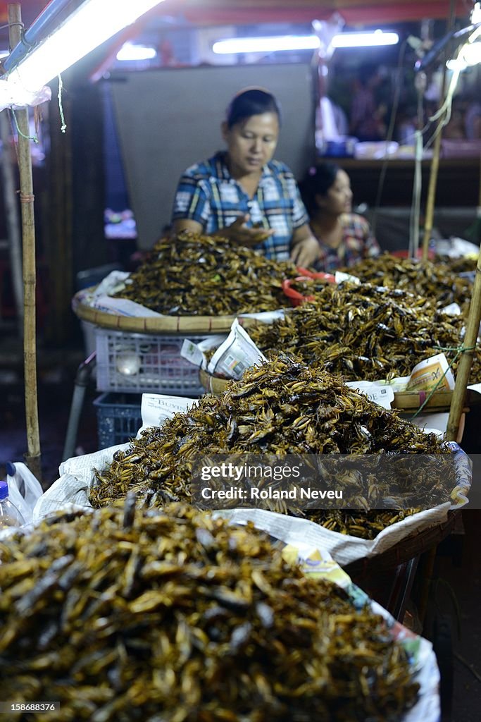 Yangon street life during November 2012. The vibrant...