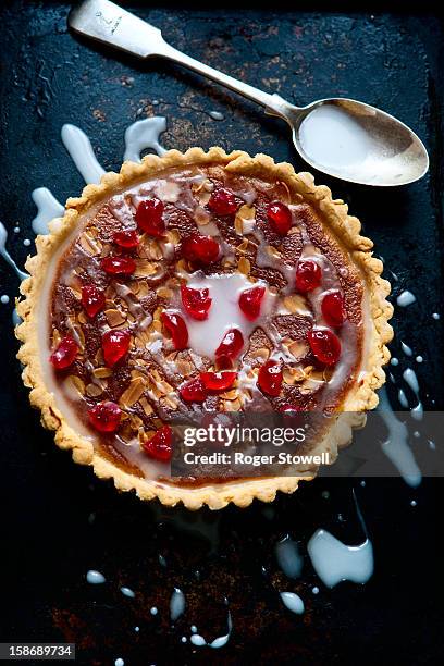 bakewell tart - cherry bakewell stock pictures, royalty-free photos & images