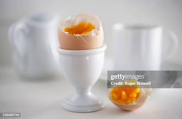 perfect boiled egg. - gekochtes ei stock-fotos und bilder