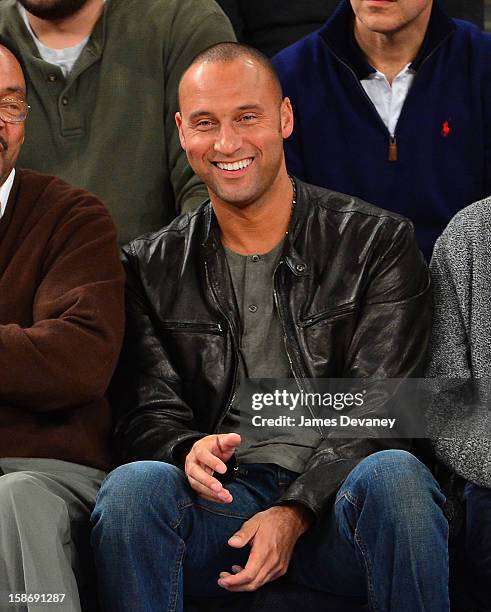 Derek Jeter attends the Minnesota Timberwolves vs New York Knicks game at Madison Square Garden on December 23, 2012 in New York City.