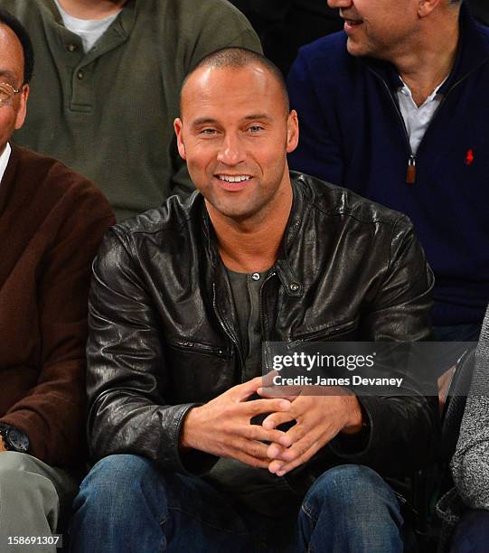 Derek Jeter attends the Minnesota Timberwolves vs New York Knicks game at Madison Square Garden on December 23, 2012 in New York City.