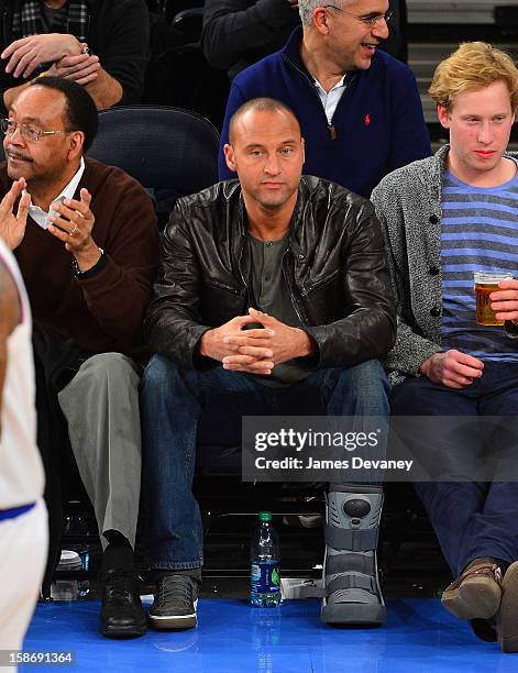 Derek Jeter attends the Minnesota Timberwolves vs New York Knicks game at Madison Square Garden on December 23, 2012 in New York City.