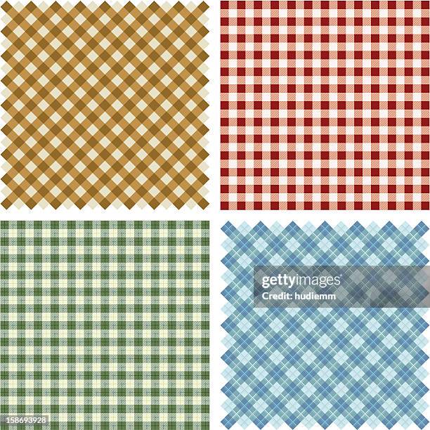 karierte stoff hintergrund-set - gingham stock-grafiken, -clipart, -cartoons und -symbole