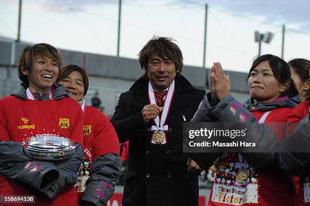 Kei Hoshikawa,coach of INAC Kobe Leonessa looks on after the 34th Empress's Cup All Japan Women's Football Tournament final match between INAC Kobe...