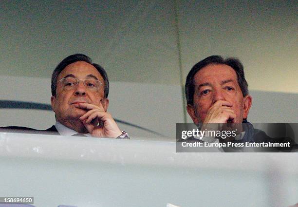 Florentino Perez attends 'Partido X La Ilusion' organized by Iker Casillas Foundation at Palacio de los Deportes on December 23, 2012 in Madrid,...