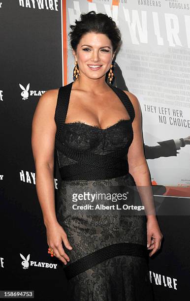 Actress Gina Carano arrives for Relativity Media's "Haywire" Los Angeles Premiere hosted by Playboy at the DGA Theatre on January 5, 2012 in West...