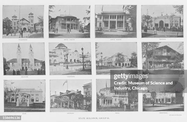 An image showing the State Buildings, group 3, as published in 'The Art And Architecture Of The World's Columbian Exposition - The Architecture,'...