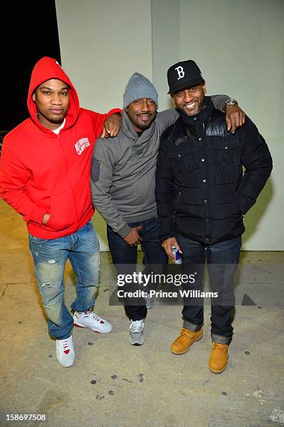 Clay Evans and Alex Gidewon attend T.I. "Trouble Man Heavy Is The Head" Album Release Party at Compound on December 22, 2012 in Atlanta, Georgia.