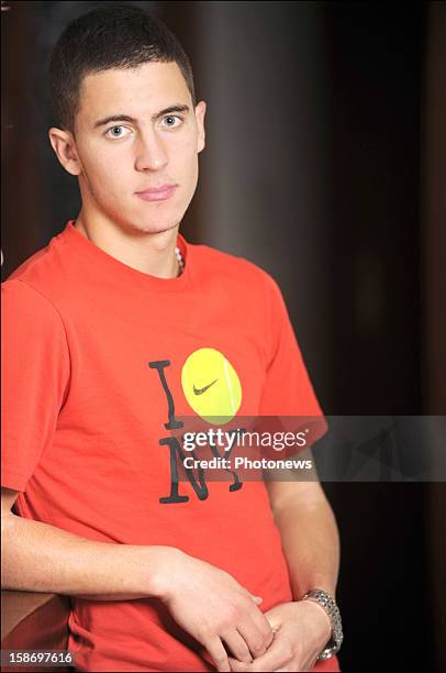 Eden Hazard poses at home on August 19, 2008 in Braine-le-Compte.