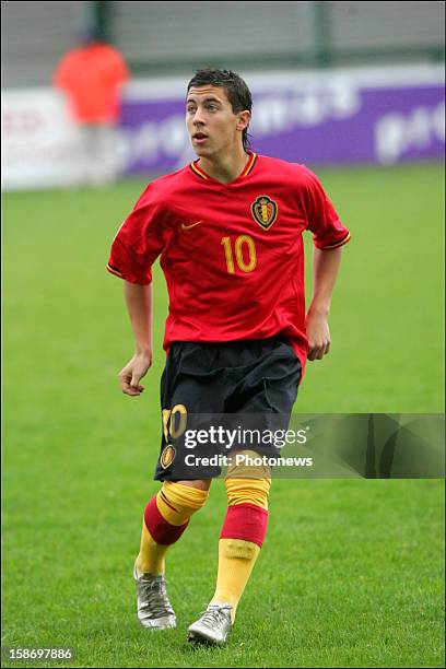 Eden Hazard of Belgium in action during the UEFA U-17 European international match between Belgium and Iceland on may 7, 2012 in Tournai, Belgium.