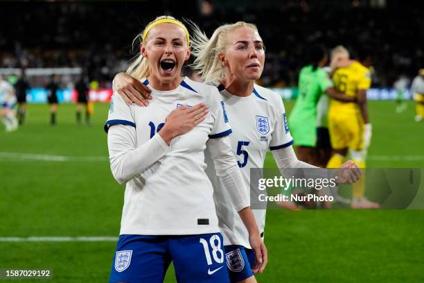 Chloe Maggie Kelly of England and Manchester City and Alex Greenwood of England and Manchester City celebrate victory after the FIFA Women's World...