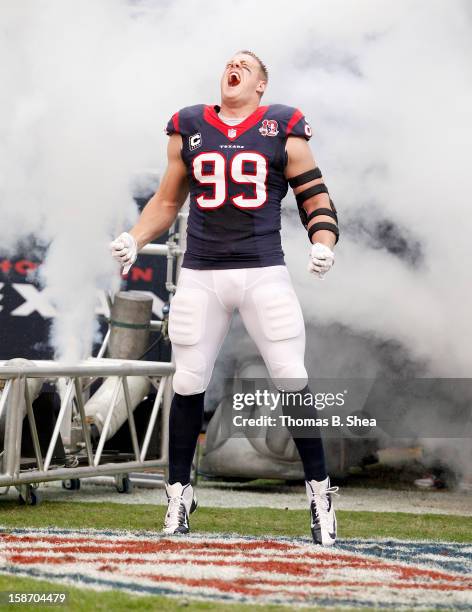 Watt of the Houston Texans is introduced before playing against the Minnesota Vikings on December 23, 2012 at Reliant Stadium in Houston, Texas.