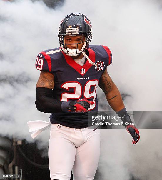 Glover Quin of the Houston Texans is introduced before playing against the Minnesota Vikings on December 23, 2012 at Reliant Stadium in Houston,...
