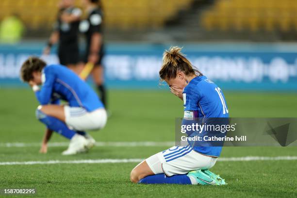 Cristiana Girelli of Italy looks dejected after the team's defeat and elimination from the tournament in the FIFA Women's World Cup Australia & New...