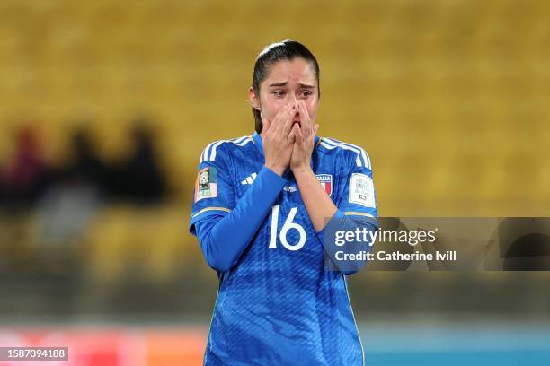 Giulia Dragoni of Italy looks dejected after the team's defeat and elimination from the tournament in the FIFA Women's World Cup Australia & New...