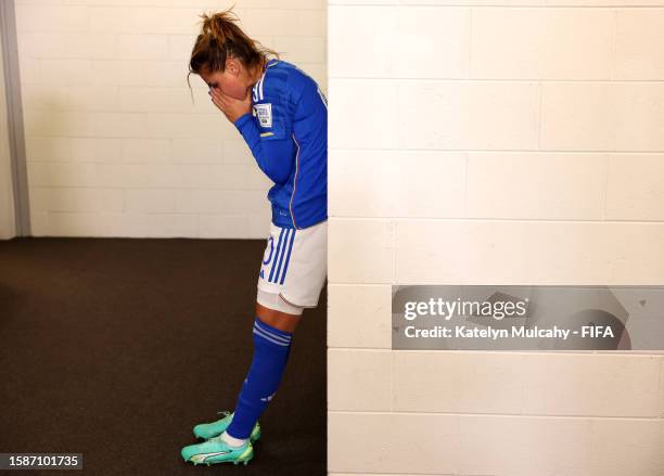 Cristiana Girelli of Italy looks dejected after the team's defeat and elimination from the tournament during the FIFA Women's World Cup Australia &...