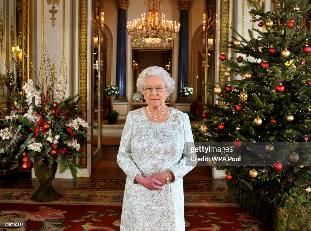 Queen Elizabeth II's 2012 Christmas Broadcast At Buckingham Palace