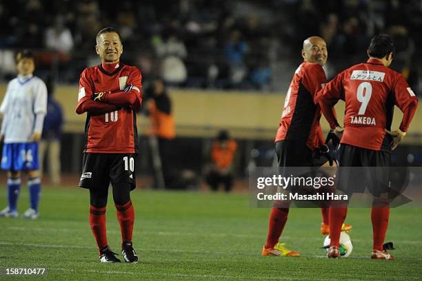 Kazushi Kimura looks on during the Great East Japan Earthquake charity match 'SAWA and Friends, X'mas Night 2012' at the National Stadium on December...