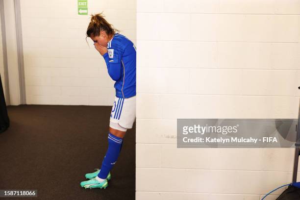 Cristiana Girelli of Italy looks dejected after the team's defeat and elimination from the tournament during the FIFA Women's World Cup Australia &...