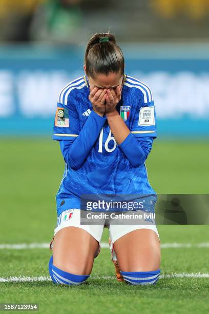 Giulia Dragoni of Italy looks dejected after the team's defeat and elimination from the tournament during the FIFA Women's World Cup Australia & New...