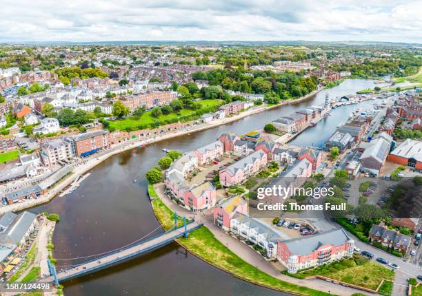 exeter quay with city views - exeter devon stock pictures, royalty-free photos & images