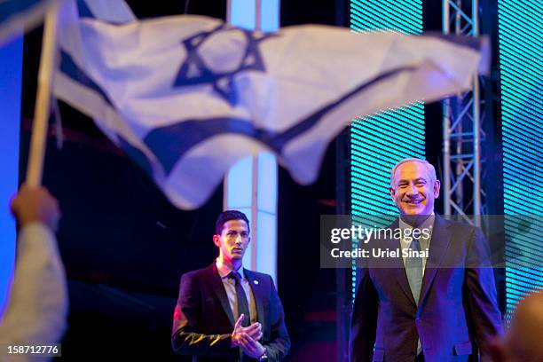 Israeli Prime Minister Benjamin Netanyahu launches the Likud-Beitenu election campaign on December 25, 2012 in Jerusalem, Israel. Netanyahu has...