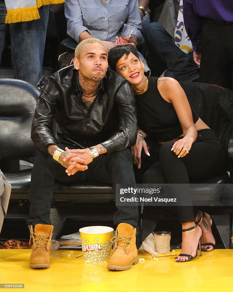 Celebrities At The Lakers Game