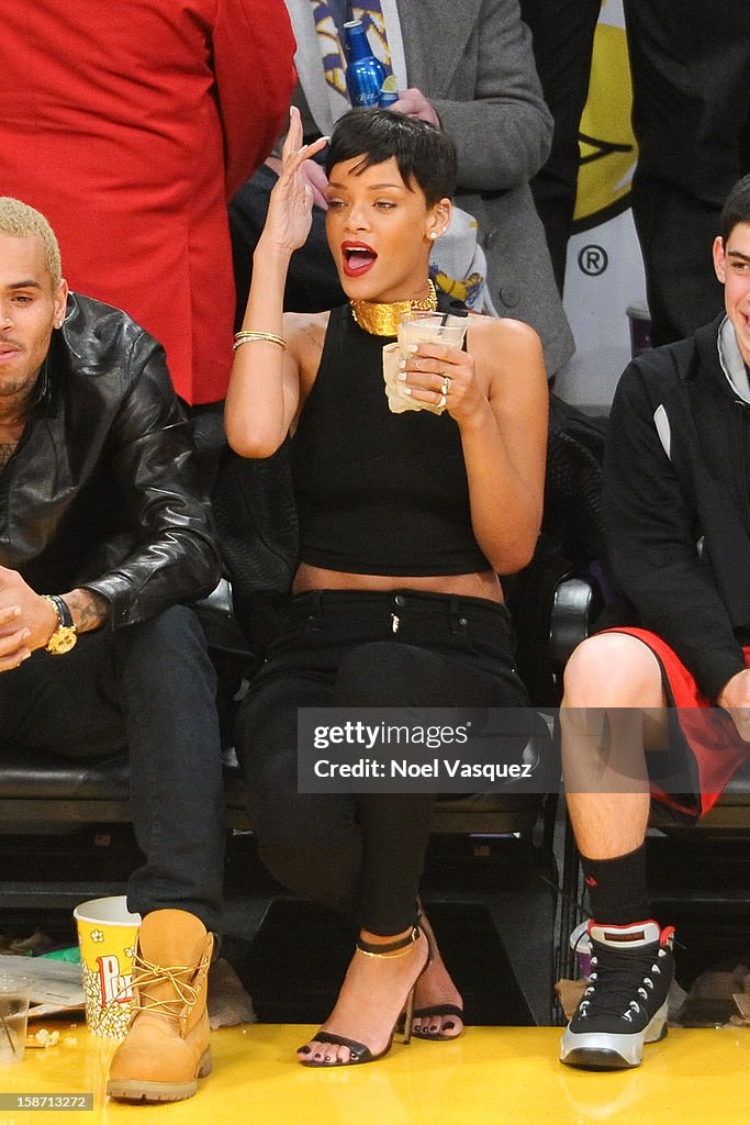 Celebrities At The Lakers Game