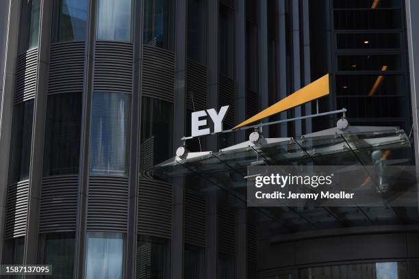 GermanY The exterior of the examination and counseling organization Ernst & Young photographed on August 02, 2023 in Berlin, Germany.