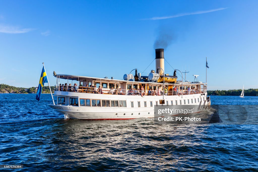 Steamship at Archipelago island of Vaxholm