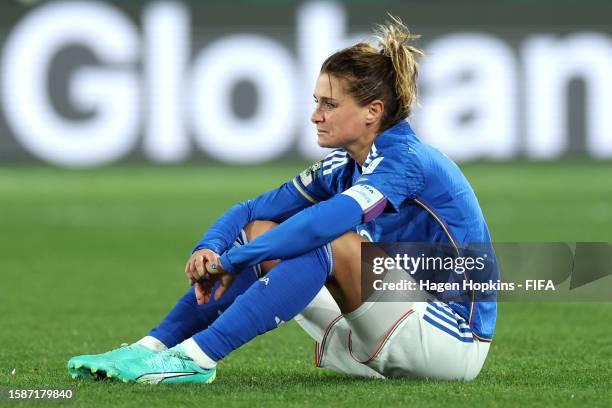 Cristiana Girelli of Italy looks dejected after the team's defeat and elimination from the tournament during the FIFA Women's World Cup Australia &...