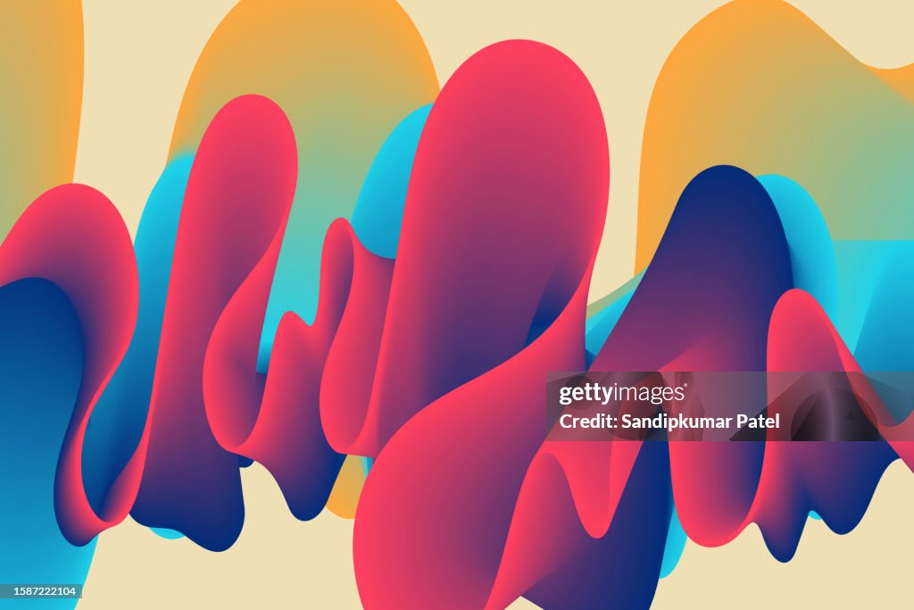 3D abstrakter wellenförmiger Hintergrund mit modernen Farbverlaufsfarben. Bewegung Schallwelle.