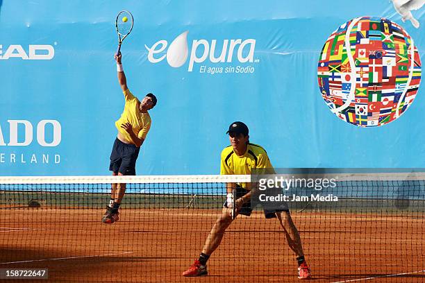 Rafael Coutinho y Thomas Tenreiro of Venezuela in action during the Mexican Youth Tennis Open at Deportivo Chapultepec on December 24, 2012 in Mexico...
