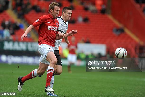 Rob Hulse of Charlton Athletic attacks during the npower Championship match between Charlton Athletic and Ipswich Town at The Valley on December 26,...