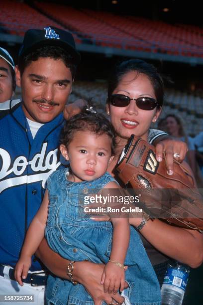 Actor Nicholas Turturro, wife Lissa Espinosa and daughter attending "Hollywood Stars Night Baseball Game" on August 8, 1998 at Dodger Stadium in Los...