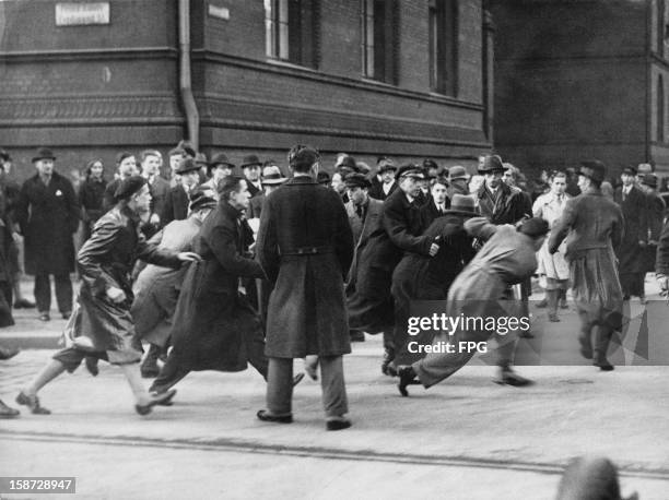 Student riots in Berlin, Germany, after Republican students were banned by police from holding a demonstration, 10th February 1933.