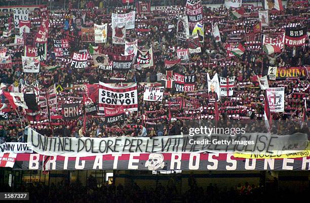 Milan fans watch the action during the Serie A match between AC MIlan and Reggina, played at the 'Giuseppe Meazza' San Siro Stadium, Milan, Italy on...