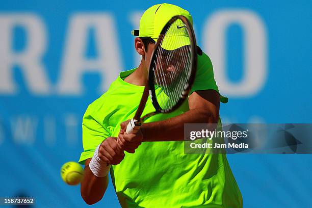 Ricky Medinilla of Mexico, in action during the Mexican Youth Tennis Open at Deportivo Chapultepec on December 26, 2012 in Mexico City, Mexico.