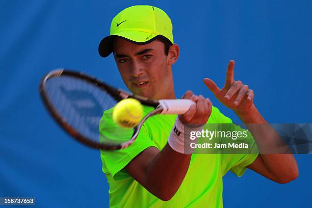 Ricky Medinilla of Mexico, in action during the Mexican Youth Tennis Open at Deportivo Chapultepec on December 26, 2012 in Mexico City, Mexico.