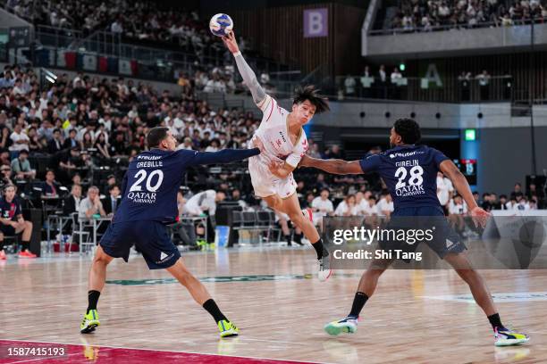 Fujisaka Naoki of Japan in action during the Paris Saint-Germain Handball Japan Tour 2023 match between Paris Saint-Germain and Team Japan at Ariake...