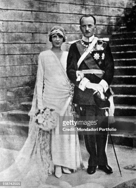 Princess Mafalda of Savoy, daughter of King Victor Emmanuel III of Italy and Philipp of Hesse, Landgrave of Hesse-Kassel celebrating their wedding at...